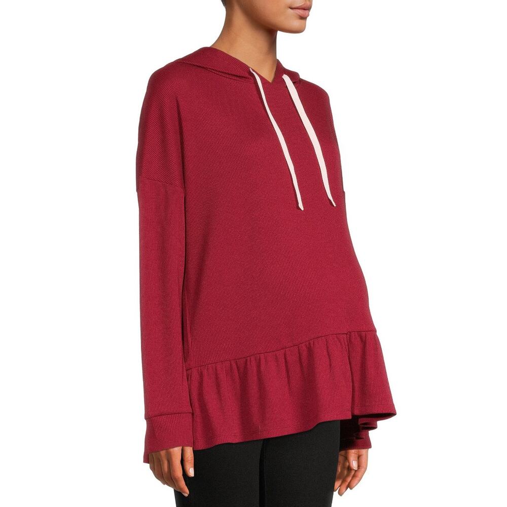 Time and Tru Maternity Medium flouncy Peplum hem Hoodie Babydoll Rose Wine Loose
